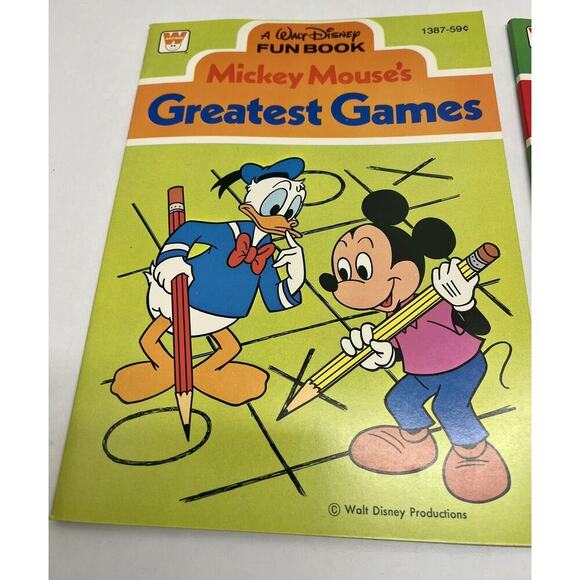 Vintage Whitman Walt Disney Fun Book: Set of 3 Mickey Mouse x2 , Pluto, NEW 1977 - Picture 2 of 12